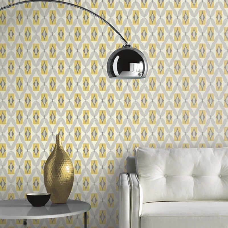 ARTHOUSE RETRO WALLPAPER QUARTZ YELLOW QUALITY FEATURE 70s WALLPAPER 640703