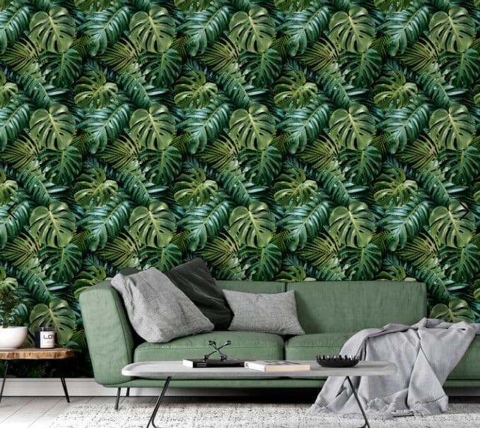 ARTHOUSE TROPICAL FOLIAGE PALM LEAVES LIVING WALL GREEN WALLPAPER 924108