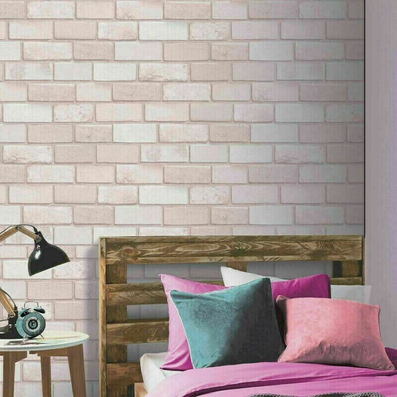 BEAUTIFUL PINK GLITTER SPARKLING BRICK VINYL WALLPAPER DEBONA 9806