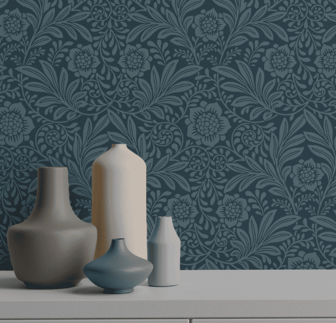 CAMILLE DAMASK NAVY WALLPAPER CROWN PASTE THE WALL ARCHIVE COLLECTION M1745