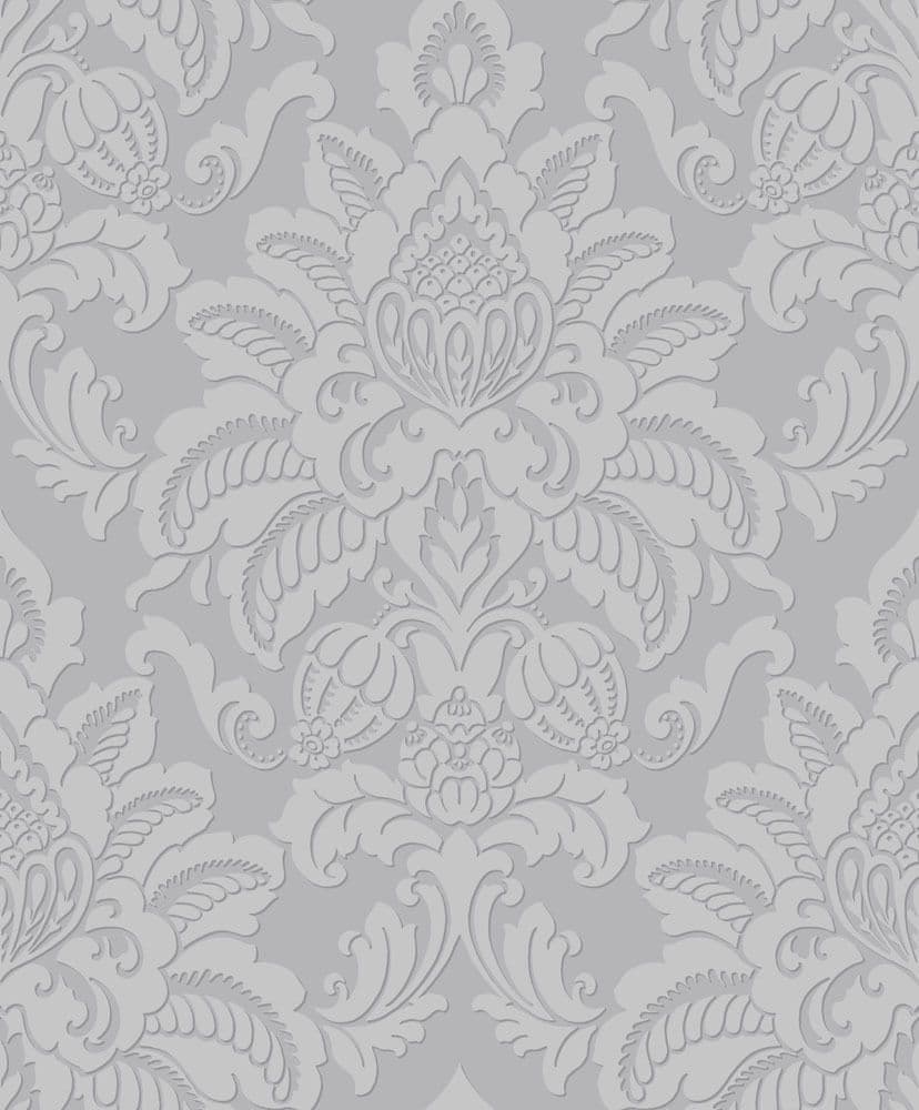 GLISTEN PLATINUM METALLIC DAMASK QUALITY ARTHOUSE LUXURY WEIGHT