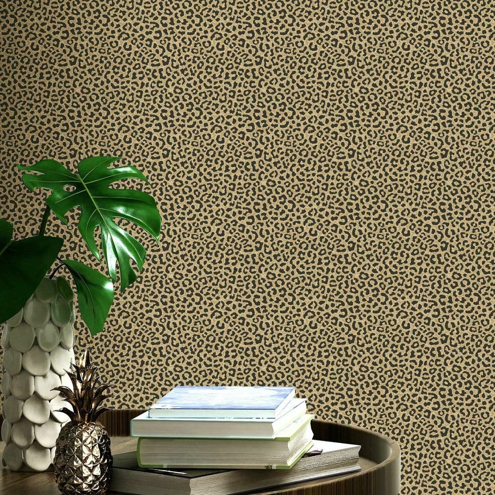 GOLD AND BLACK LEOPARD PRINT WALLPAPER PORTFOLIO BY RASCH 215618