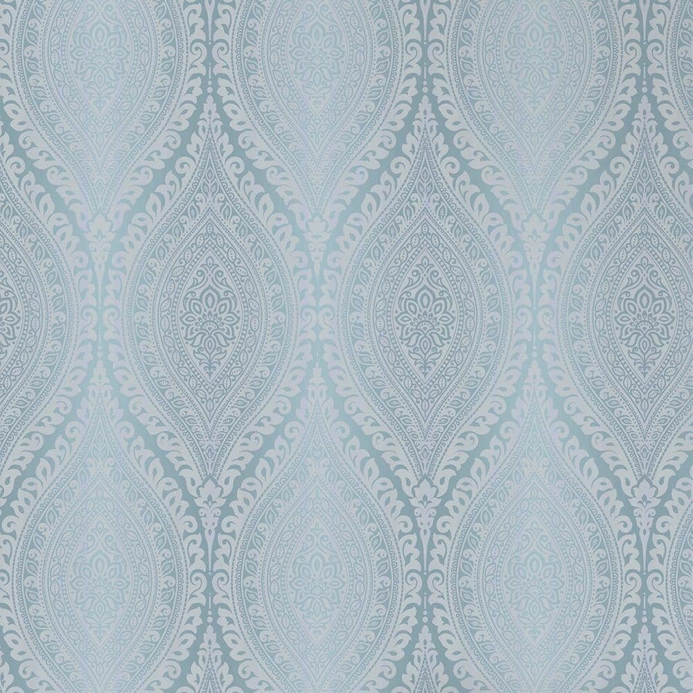 GRANDECO KISMET TEAL GLITTER DAMASK LUXURY DESIGNER FEATURE WALLPAPER
