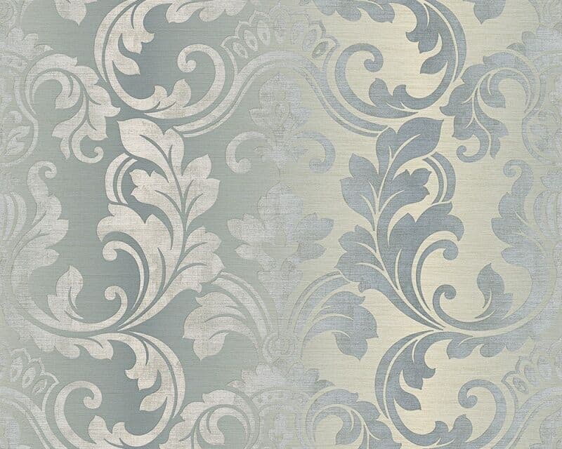 NEW HEAVYWEIGHT VINYL GREY SILVER DAMASK FEATURE WALLPAPER