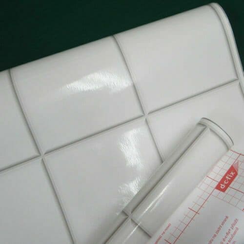 SAMPLE 15cm x 15cm D C Fix Modern White Tile Vinyl Wrap Sticky Back Plastic Film Fablon