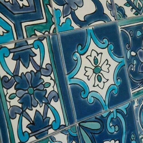 Waterproof Wallpaper Bathroom Kitchen Blue Moroccan Tile 4 Meters x 67