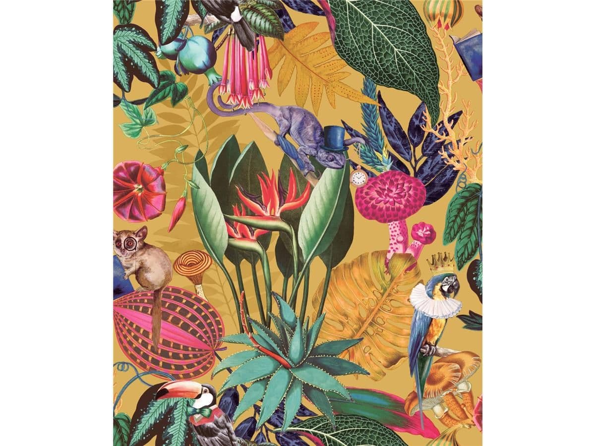 WONDERLAND YELLOW TROPICAL WALLPAPER OCHRE HOLDEN 91190