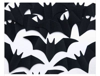 10 Black Card Bat Shapes for Halloween Crafts - 7.5cm
