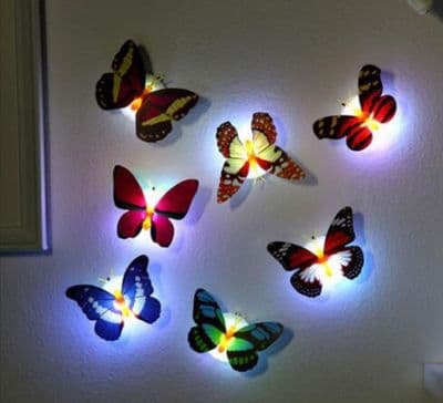 10 x Colourful Light Butterfly LED Wall Stickers