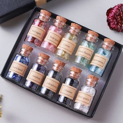 10pcs Crystals Gemstone Bottles Boxed Set