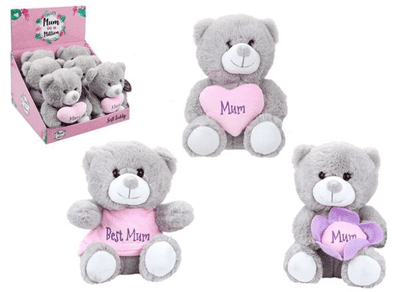 18cm Plush Grey Mum Bear 3 Assorted