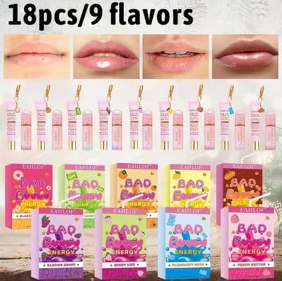 18pcs/9 Flavors Lip Gloss Set Bad B--tch