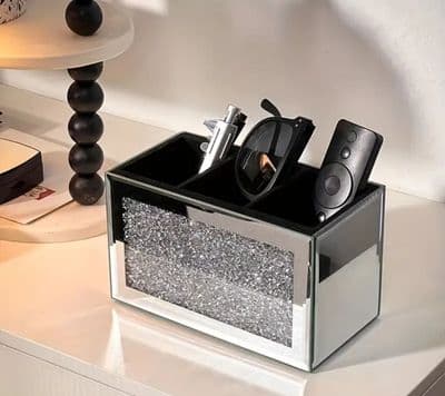 1pc Crystal Mirror Makeup Brush Holder with 3 Slots