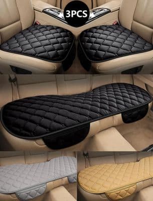 3pcs Plush Plaid Quilted Car Seat Cushion