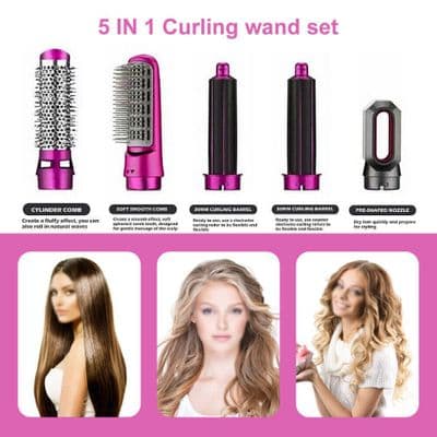 5 in 1 Professional Air Wrap Hair Styler Curler Straightner Hot Air Brush