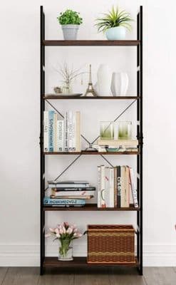 5 Tier Bookshelf Rack, Modern Storage Shelf Organizer Wood L