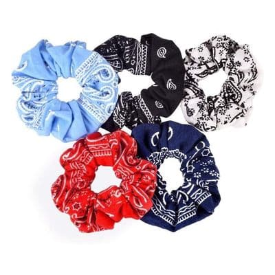 5Pcs Hair Scrunchies Bandana Cotton