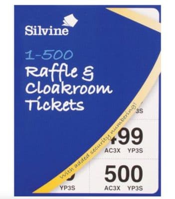 6 x Silvine Cloakroom & Raffle Tickets 1-500