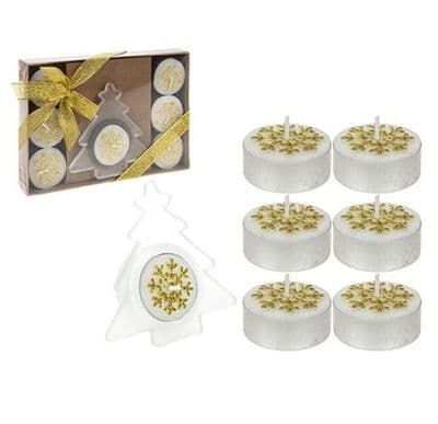 8 Piece Tealight Candle Set In Gift Box Gold