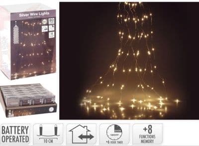 80 Warm White LED Silverwire Cascade - Indoor/Outdoor