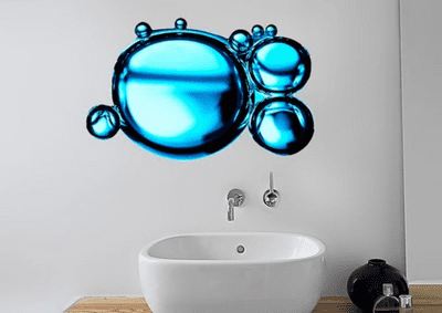 ABSTRACT STICKER BLUE BUBBLE REFLECTION WALL STICKER