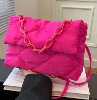 Argyle Quilted Magnetic Flap Envelop Satchel Bag