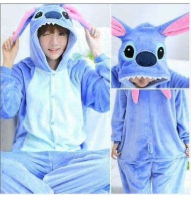 Blue Stitch Cartoon Animal Pajamas Sleepwear Party Cosplay Costume Suit