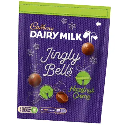 CADBURY DAIRY MILK JINGLY BELLS HAZELNUT CREME CHOCOLATE BAG 73G