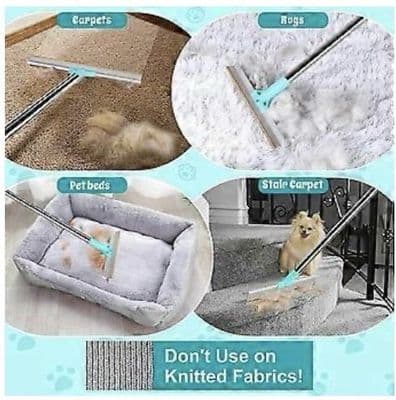 Carpet Rake Pet Hair Removal Tool, Dog Hair Remover, Reusable with 55' Adjustable Long