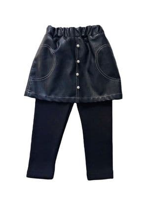 Chic Girl Buttoned PU Leggings Pantskirt