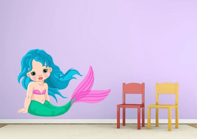 CHILDRENS STICKER BABY MERMAID WALL STICKER