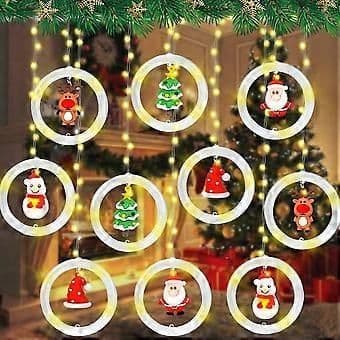 Christmas Lights Indoor Window,Christmas Tree Decorative,Curtain Lights Window LED,Hanging Christmas