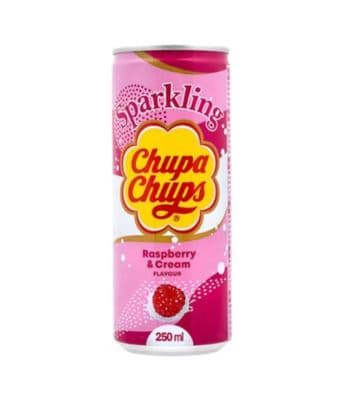 Chupa Chups Sparkling Raspberry And Cream Soda Can 250ml Case of 24