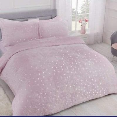 COMFY FLEECE FOIL DOTS DUVET SET