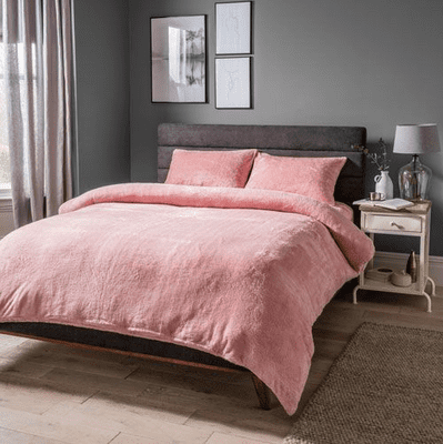 COSY & SOFT TEDDY DUVET SET BLUSH PINK double out of stock
