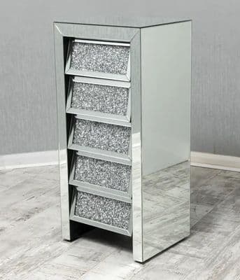 Crushed Glass 5 Drawer Tallboy