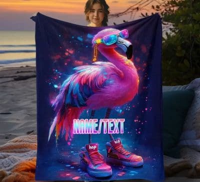 Custom Hip Hop Flamingo Lightweight Flannel Throw Blanket