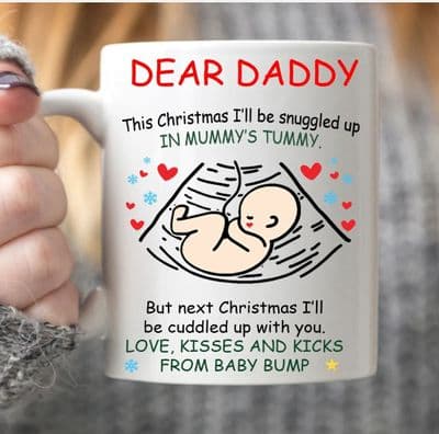 Dear Daddy Personalised Bump to Daddy Christmas Mug Gift For Daddy Xmas