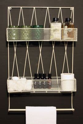 Diamond Wall Shelf With Rail Cream