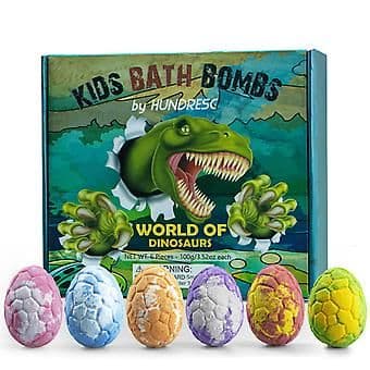 Dinosaur Bath Balls For Kids - 6pc Easter Gift, Bathing Toys With Surprise, Essential Oil Bath Bombs