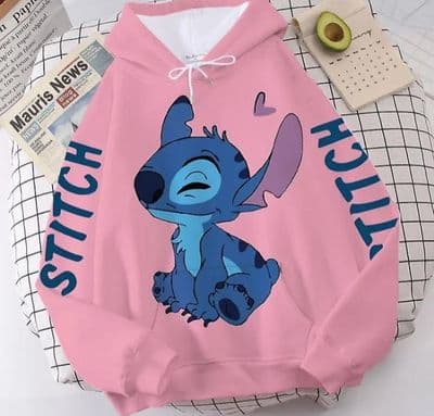 Disney Hoodie Fashion Stitch Angel Monster Letter Cartoon Sweatshirt