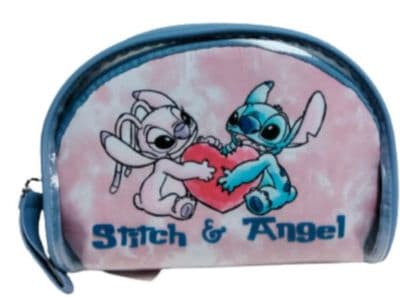 Disney Stitch & Angel 2 PC Make UP Bag Toiletry Plastic Soft Purse
