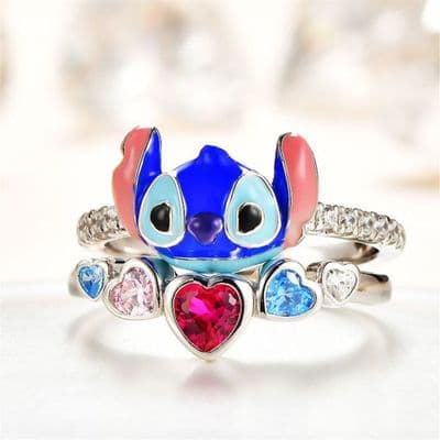 Disney Stitch Women's Ring Metal with Clear zircon Non-Precious Metal Rings