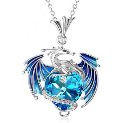 Dragon Necklace Sterling Silver Birthstone Wyvern