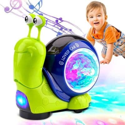 Electric Crawling Snail Toy with Music & Light Baby Interactive Toys