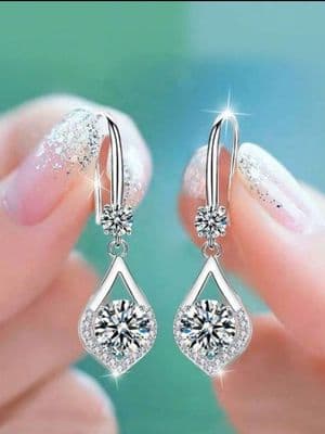 Elegant S925 Sterling Silver Cubic Zirconia Drop Earrings