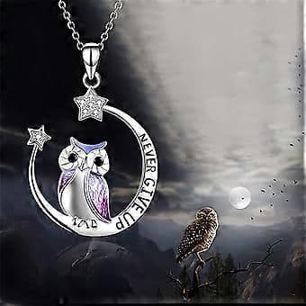 Europe And The United States Drip Oil With Diamonds Star Owl Women's Necklace