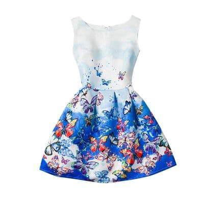 Fashion Girls Summer Dress  Blue Ombre Butterfly