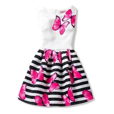 Fashion Girls Summer Dress  Pink Butterfly