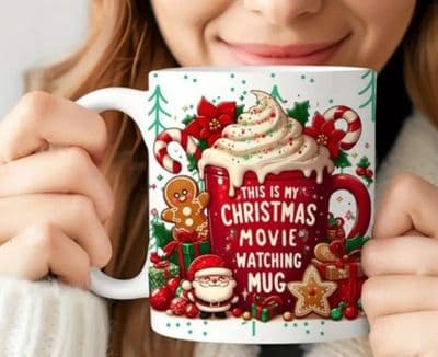 Festive 11oz Christmas Movie Watching Mug